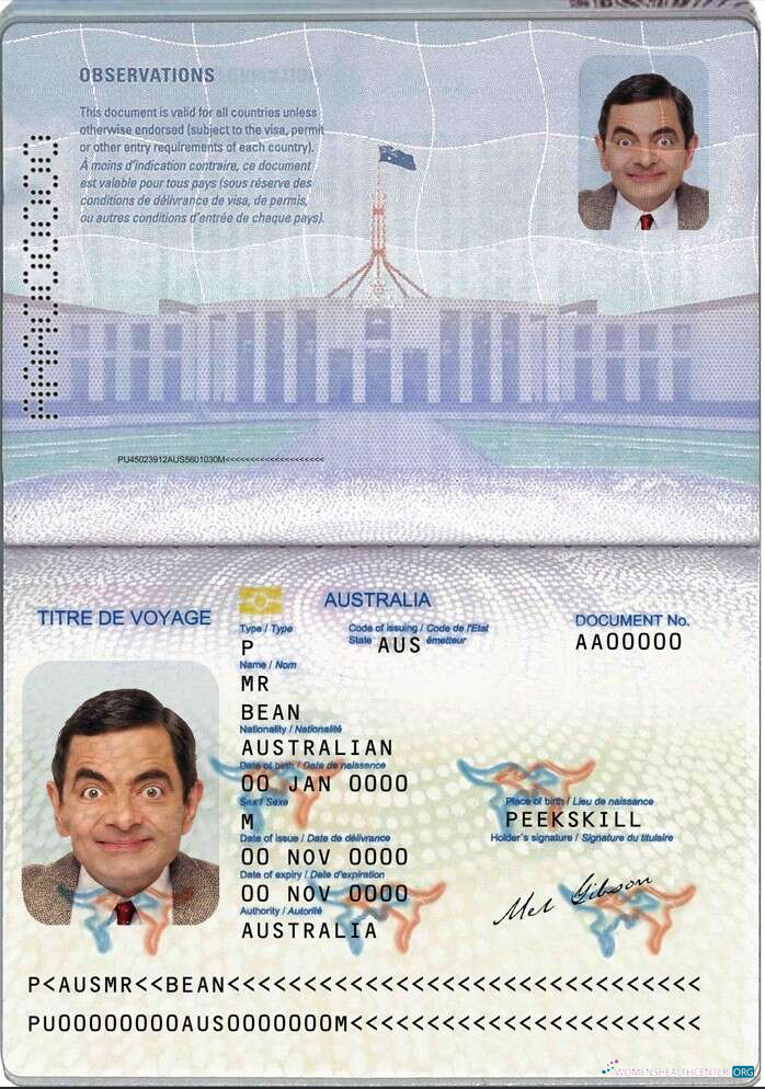 Download Australian passport (convention travel document) Photoshop template